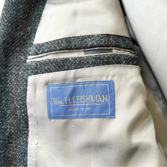 Vintage Wm.H.Leishman Pure Wool Herringbone Tweed Blazer - Picture 11 of 16